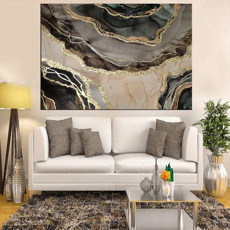 Brown Gold Abstract, Gold Marbling, Gold Abstract Wall Art, Gold Marble,, Marble Artwork Print, Luxury Wall Art, Marble Wall Decor, Canvas - 4