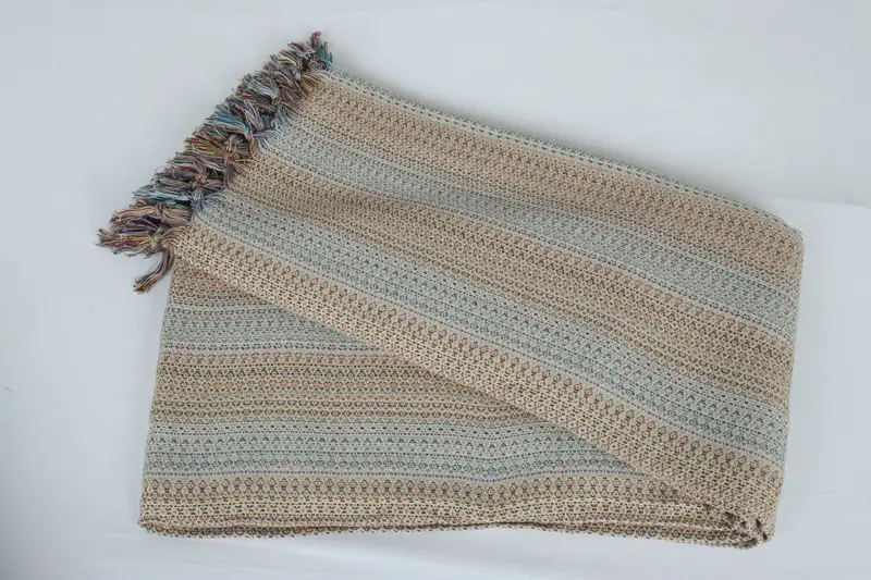 Turkish Cotton Blanket, Monogram Blanket, Engagement Gift, Housewarming Gift, Boho Throw Blankets, 90x88 Cotton Colorful Diamond Towel - 6