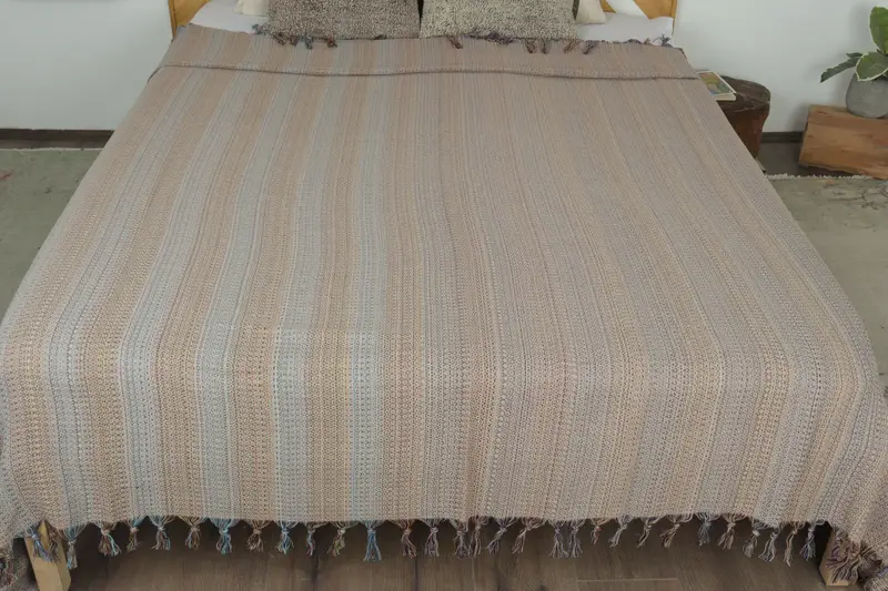 Turkish Cotton Blanket, Monogram Blanket, Engagement Gift, Housewarming Gift, Boho Throw Blankets, 90x88 Cotton Colorful Diamond Towel - 8