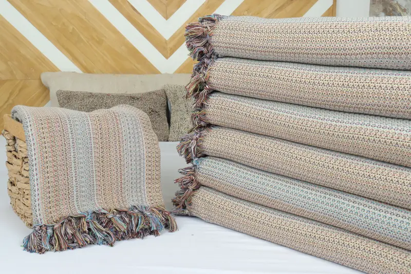 Turkish Cotton Blanket, Monogram Blanket, Engagement Gift, Housewarming Gift, Boho Throw Blankets, 90x88 Cotton Colorful Diamond Towel - 4