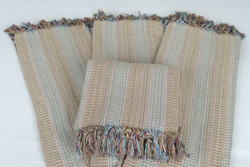 Turkish Cotton Blanket, Monogram Blanket, Engagement Gift, Housewarming Gift, Boho Throw Blankets, 90x88 Cotton Colorful Diamond Towel - 5