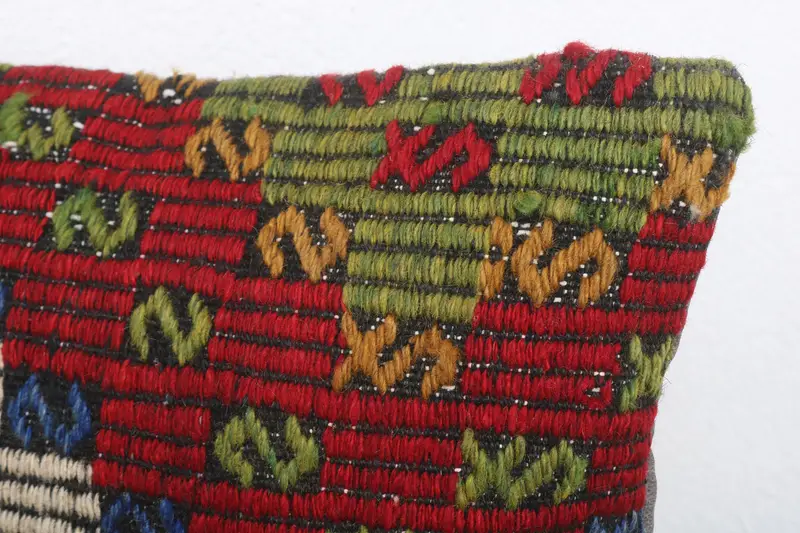 Decorative Throw Pillow Sham, 12x20 Red Pillow Case, Throw Kilim Pillow, Vintage Kilim Pillow, Pillow Cover, Boho Pillow Sham Cover - 5