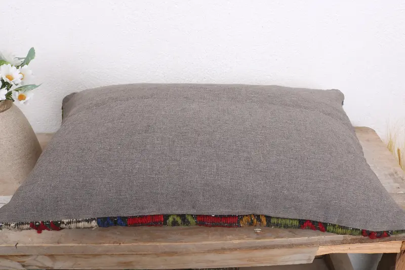 Decorative Throw Pillow Sham, 12x20 Red Pillow Case, Throw Kilim Pillow, Vintage Kilim Pillow, Pillow Cover, Boho Pillow Sham Cover - 7