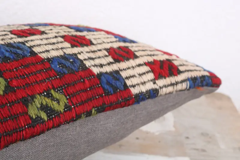 Decorative Throw Pillow Sham, 12x20 Red Pillow Case, Throw Kilim Pillow, Vintage Kilim Pillow, Pillow Cover, Boho Pillow Sham Cover - 6