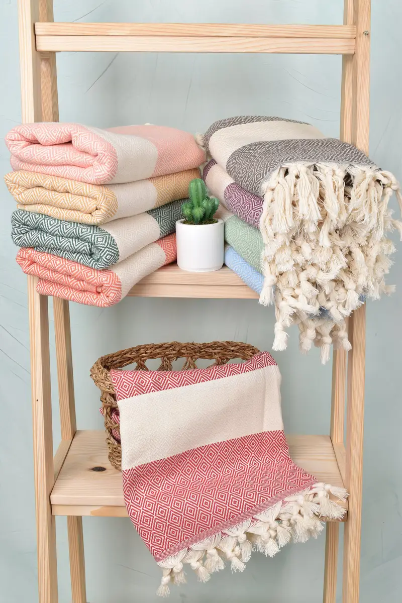 Monogrammed Hand Towel, Housewarming Gift, Customized Turkish Towel, Custom Hand Towel, Bathroom Towels, Handmade Gift, 36x20 Cotton Diamond Towel - 5