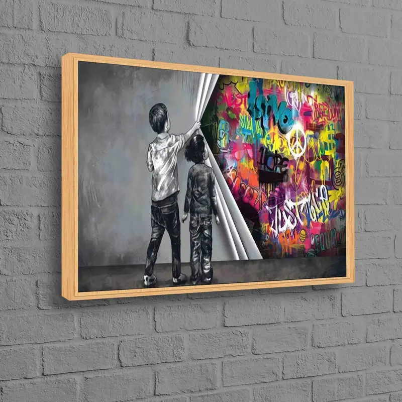 Lienzo artístico de Banksy Boy: decoración moderna para la cueva del hombre y la habitación del niño