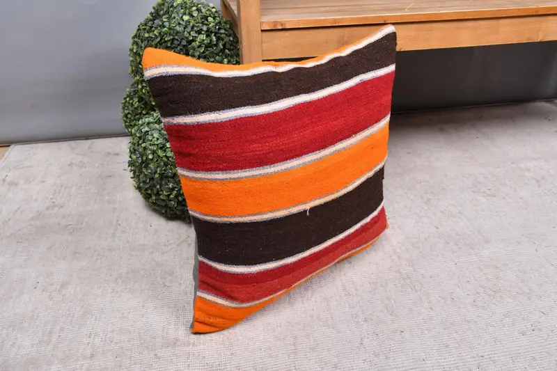 Meditation Pillow Sham, Anatolian Cushion, Throw Kilim Pillow, Pillow for Couch, 20x20 Red Pillow Cover, Pillow, Tribal Pillow, Pillow for Sofa - 7