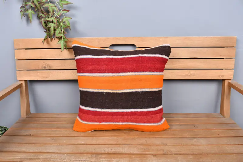 Meditation Pillow Sham, Anatolian Cushion, Throw Kilim Pillow, Pillow for Couch, 20x20 Red Pillow Cover, Pillow, Tribal Pillow, Pillow for Sofa - 6