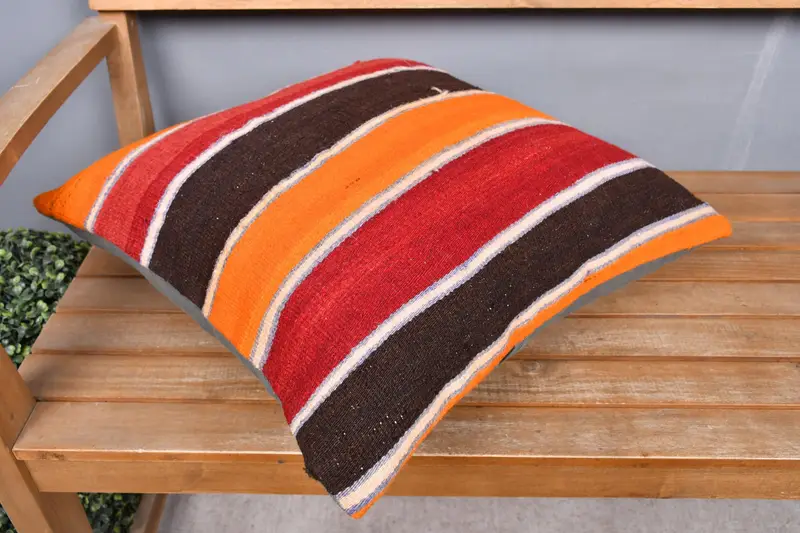 Meditation Pillow Sham, Anatolian Cushion, Throw Kilim Pillow, Pillow for Couch, 20x20 Red Pillow Cover, Pillow, Tribal Pillow, Pillow for Sofa - 2