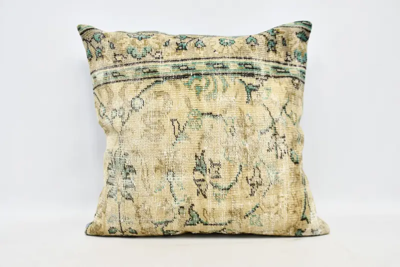 Neutral Cushion, Outdoor Pillow Sham, Pet Pillow, 32x32 Beige Pillow, Vintage Pillow, Pillow for Sofa, Cushion Cover, Ethnical Kilim Rug Pillow - 1
