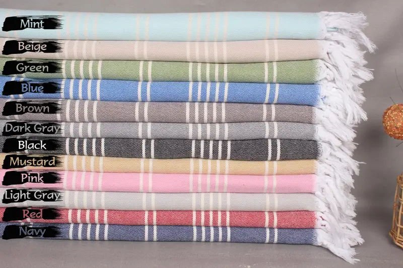 Gift For Best Friend, Woven Blanket, Turkish Blanket, Oversized Beach Towel, 96x70 Cotton Striped Towel, Halloween Blanket, Boho Throw Blankets - 1