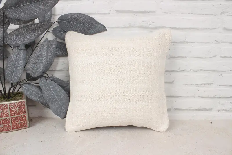 14x14 Beige Cushion Cover, Throw Kilim Pillow, Pillow Cover, Handmade Kilim Cushion, Outdoor Patio Pillow Cover, Home Decor Pillow - 1