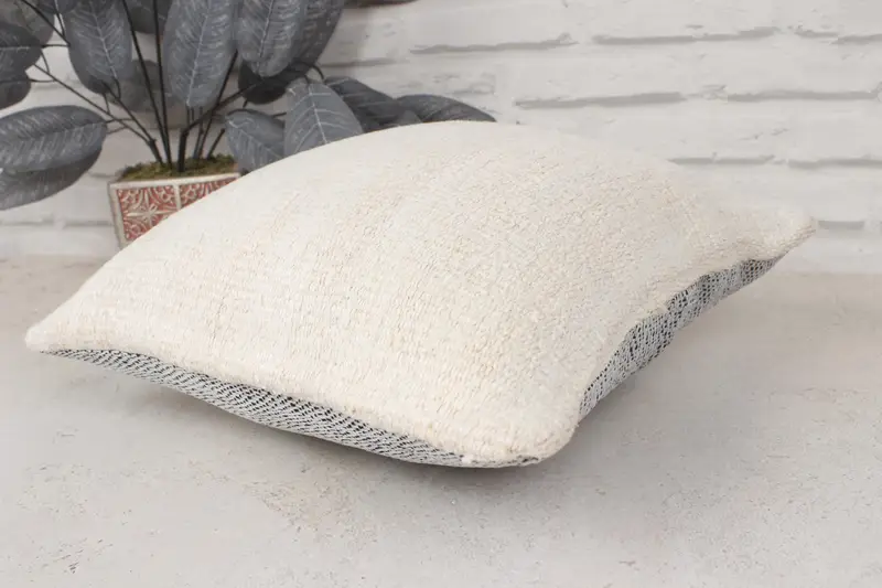14x14 Beige Cushion Cover, Throw Kilim Pillow, Pillow Cover, Handmade Kilim Cushion, Outdoor Patio Pillow Cover, Home Decor Pillow - 6