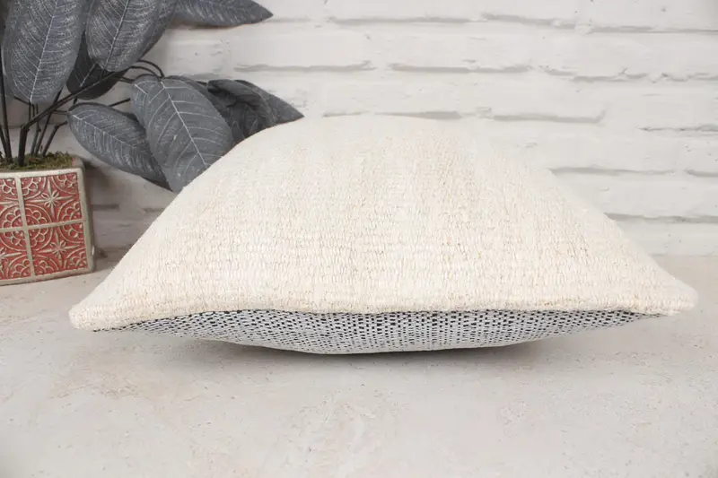 14x14 Beige Cushion Cover, Throw Kilim Pillow, Pillow Cover, Handmade Kilim Cushion, Outdoor Patio Pillow Cover, Home Decor Pillow - 5