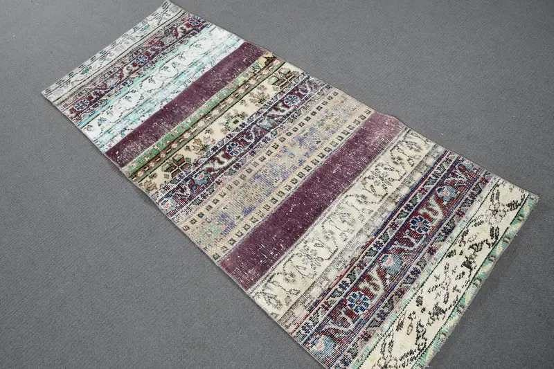 Vintage Accent Rug 2.6x5.9 ft, Turkish Oushak Blue Moroccan Wool Rug - 1