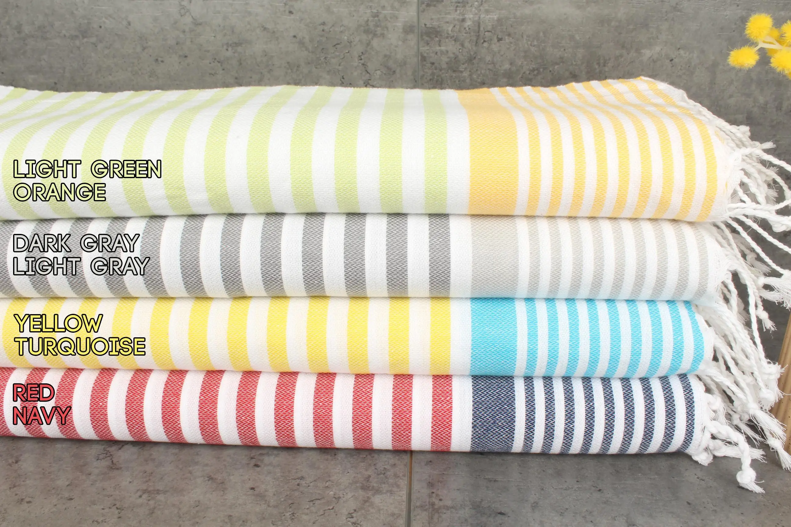 Wedding Favors Organic Recycled Cotton Striped Kitchen Towel, 24x40 Inches - 1