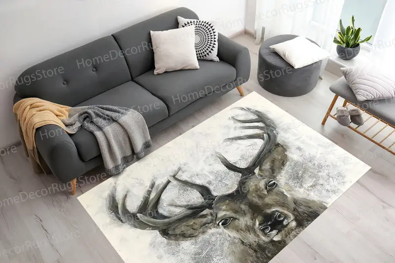 Moderner, abstrakter Hirsch-bedruckter Teppich: unverzichtbares Bauernhaus-Loft-Dekor