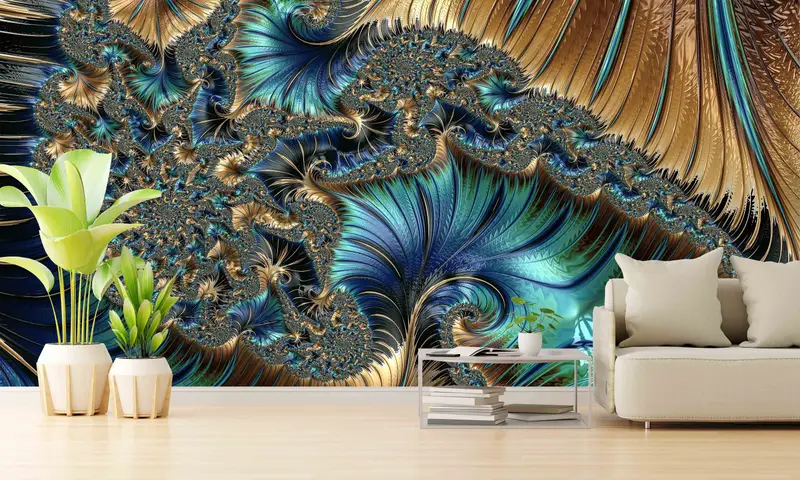 Abstract Fractal Wall Art, Custom Wall Paper, Abstract Pattern Wall Print, Fractal Digital Paper, Modern Wall Poster, Paper Cutting Art, - 1