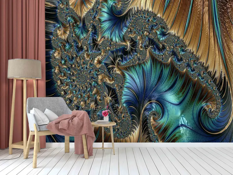 Abstract Fractal Wall Art, Custom Wall Paper, Abstract Pattern Wall Print, Fractal Digital Paper, Modern Wall Poster, Paper Cutting Art, - 4