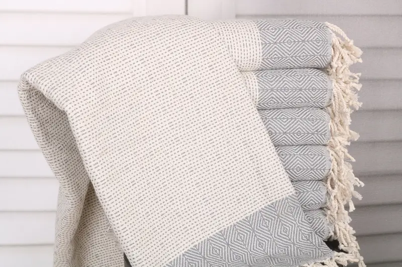 Beach Towel Monogrammed Dark Gray Cotton, 40x71 Inches