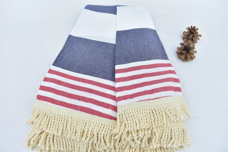 Handwoven Turkish Towel, Quick-dry towel, Bridal Shower Gift, Yoga Towel, Bachelorette Party Favor, 64x64 Cotton Striped Round Towel, Travel towel - 8