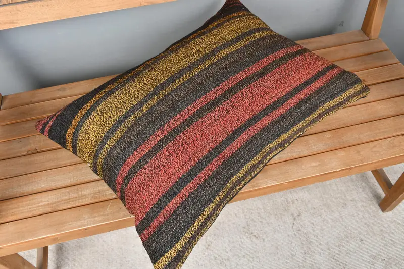 Kilim Pillow Cover, Vintage Pillow, Nomadic Pillow Cover, 20x28 Brown Pillow, Nautical Throw Cushion, Cushion Cover, Pillow for Couch - 2