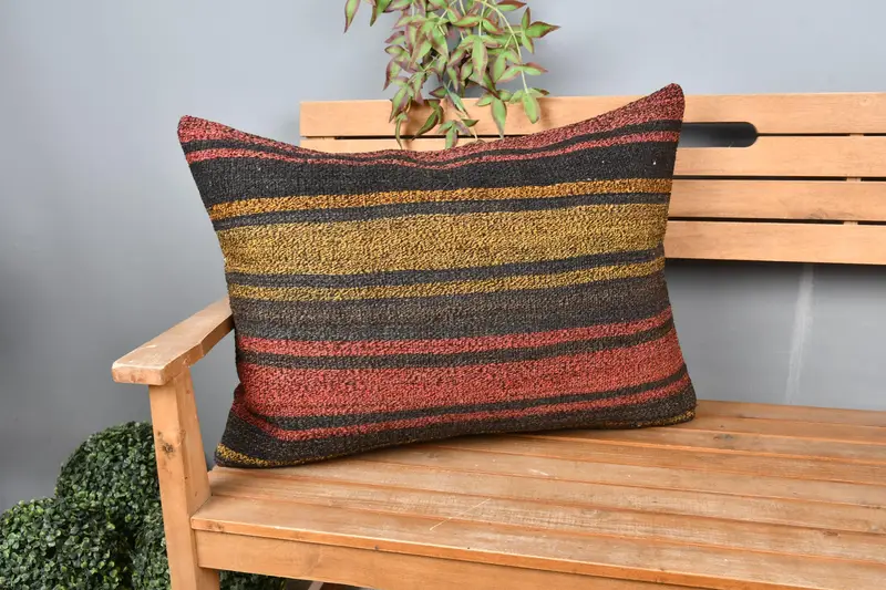 Kilim Pillow Cover, Vintage Pillow, Nomadic Pillow Cover, 20x28 Brown Pillow, Nautical Throw Cushion, Cushion Cover, Pillow for Couch - 1