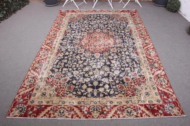 Handgefertigter blauer Ombré-Teppich, 1,5 x 2,5 m, schickes Dekor