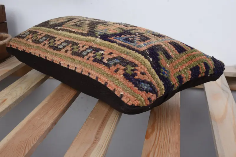 Pillow for Sofa, Bench Pillow Cover, Vintage Kilim Pillow Cushion, Ethnical Kilim Rug Pillow, Cushion Cover, Antique Pillows, 8x16 Blue Pillow Sham - 6