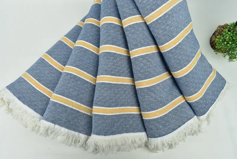 96x84 Cotton Striped Towel, Throw Blanket Couch, Baby Boy Gift, Bridal Shower Gift, Turkish Cotton Blanket, Turkish Blanket, Aesthetic Blanket - 4