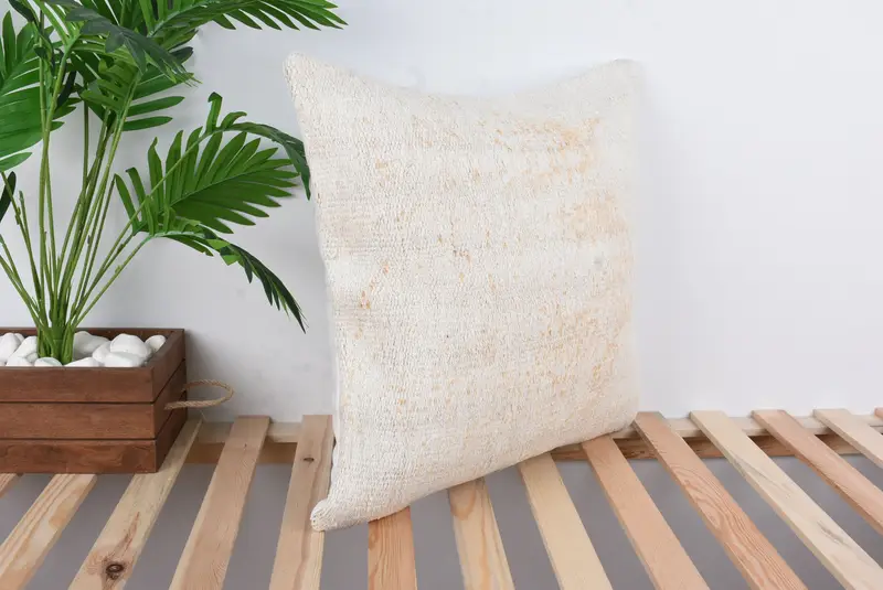 Pillow, Handwoven Cushion Cover, Turkish Pillow, Kilim Pillow Cover, Natural Cushion Cover, Turkish Kilim Pillow, 20x20 White Cushion - 4