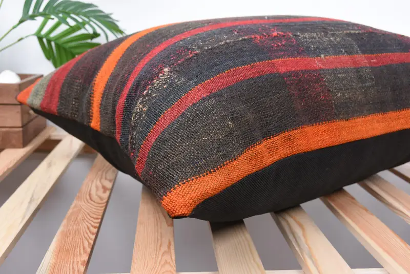 Neutral Throw Pillow Cover, Kilim Pillow Cover, Pillow Case, Turkish Pillow, 20x28 Brown Pillow Sham, Boho Pillow Sham Cover - 6