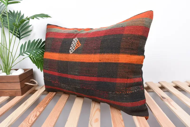 Neutral Throw Pillow Cover, Kilim Pillow Cover, Pillow Case, Turkish Pillow, 20x28 Brown Pillow Sham, Boho Pillow Sham Cover - 5