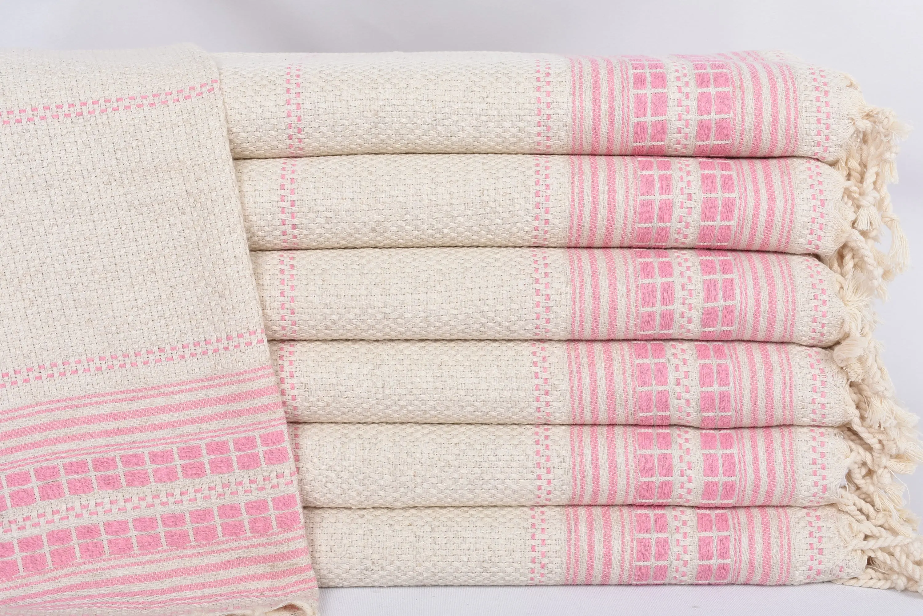 40x20 Pink Striped Dish Towel, Monogram Kitchen Towel, Personalized Gift - 1
