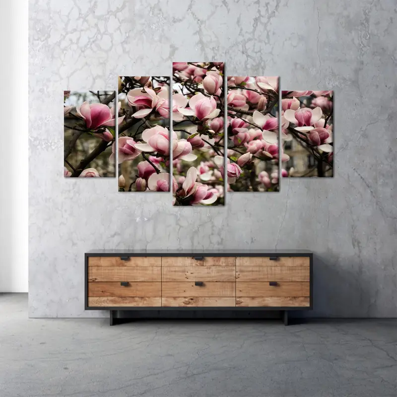 Magnolia Canvas Art, Pink Flowers Decor, Spring Landscape, Modern Art Decor, Pink Canvas Art, Trendy Canvas Decor, Wall Hanging  Art - 13