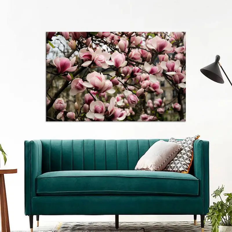 Magnolia Canvas Art, Pink Flowers Decor, Spring Landscape, Modern Art Decor, Pink Canvas Art, Trendy Canvas Decor, Wall Hanging  Art - 1