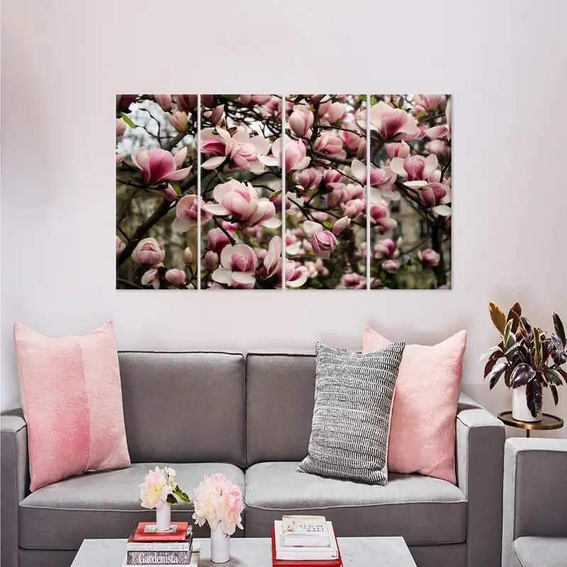 Magnolia Canvas Art, Pink Flowers Decor, Spring Landscape, Modern Art Decor, Pink Canvas Art, Trendy Canvas Decor, Wall Hanging  Art - 12