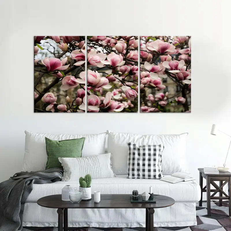 Magnolia Canvas Art, Pink Flowers Decor, Spring Landscape, Modern Art Decor, Pink Canvas Art, Trendy Canvas Decor, Wall Hanging  Art - 9
