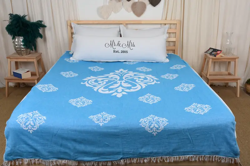 Throw Blanket, Bedspread, Bachelor Gift, Wedding Hand Made Gift, Woven Throw Blanket, Turkish Towel Blanket, 70x60 Cotton Baroque Towel - 6