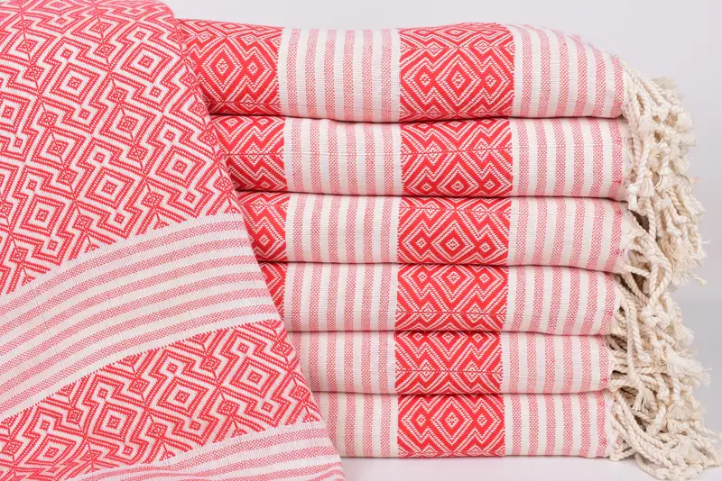 Holiday Towel Turkish Cotton Red Diamond, 67x40 Inches