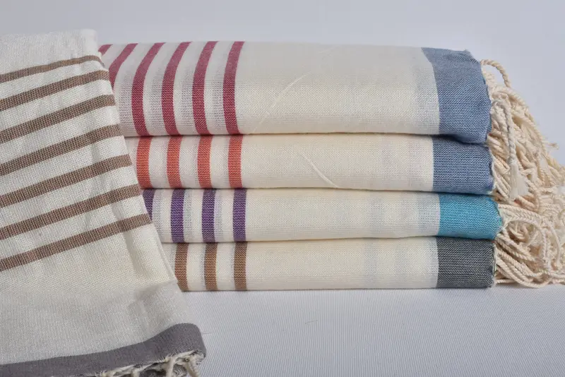 Gray-Brown Striped Towel Turkish Cotton, 70x40 Inches