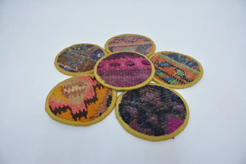 Posavasos marrones y rosas, conjunto único de posavasos de mesa Boho