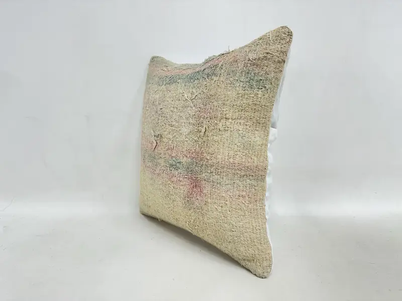 Cushion, 16x16 Beige Cushion Cover, Kilim Pillow Cover, Ikat Pillow Case, Ethnical Kilim Rug Pillow, Home Decor Pillow, Tribal Cushion Cover - 4