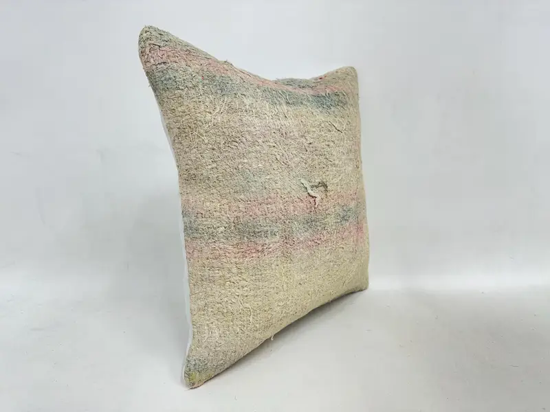 Cushion, 16x16 Beige Cushion Cover, Kilim Pillow Cover, Ikat Pillow Case, Ethnical Kilim Rug Pillow, Home Decor Pillow, Tribal Cushion Cover - 3