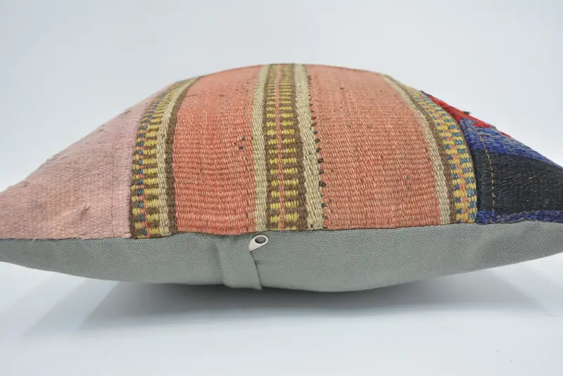 Cushion Case, Kilim Pillow Cover, 16x16 Red Cushion Case, Retro Throw Pillow Cover, Home Decor Pillow, Retro Throw Pillow, Ethnical Kilim Rug Pillow - 5