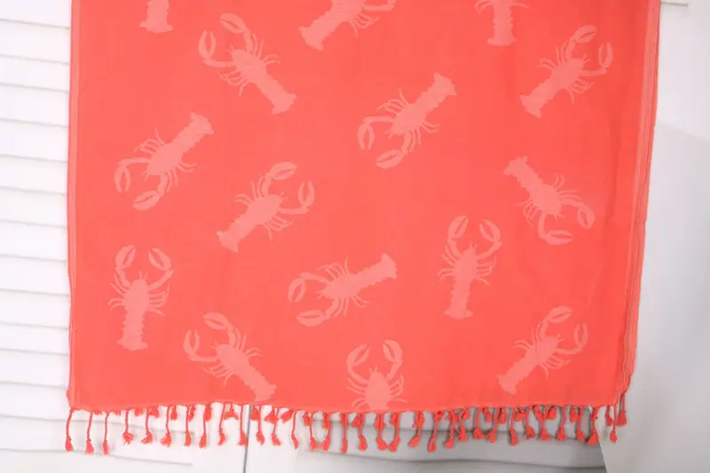 Scorpion Patterned Beach Towel Turkish Cotton Red, 40x71 Inches