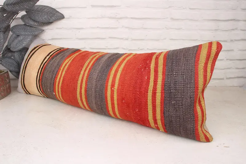 12x36 Red Pillow Sham, Handmade Kilim Cushion, Cushion Case, Ethnic Pillow Cover Cushion Case, Home Decor Pillow, Pillow for Sofa - 4