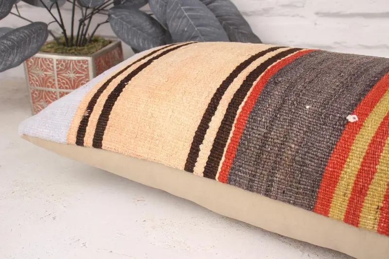 12x36 Red Pillow Sham, Handmade Kilim Cushion, Cushion Case, Ethnic Pillow Cover Cushion Case, Home Decor Pillow, Pillow for Sofa - 6