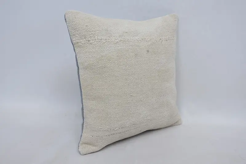 Throw Kilim Pillow, Pillow for Couch, Retro Pillow Case, 14x14 Beige Cushion Cover, Cushion, Pillow for Sofa, Handmade Throw Cushion - 3