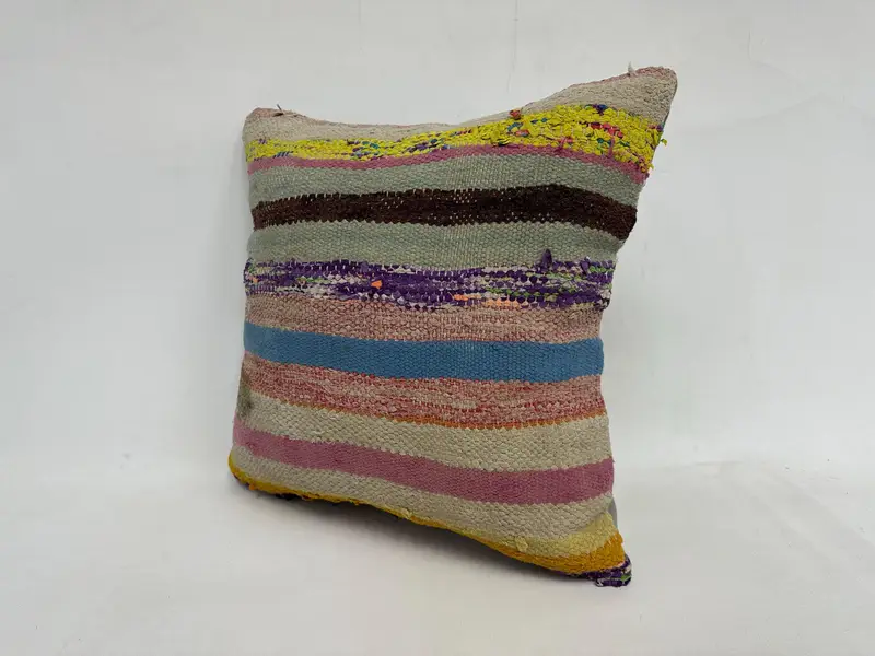 20x20 Yellow Pillow Cover, Vintage Kilim Throw Pillow, Vintage Pillow, Farmhouse Cushion Case, Pillow Case, Boho Pillow Sham Cover - 4